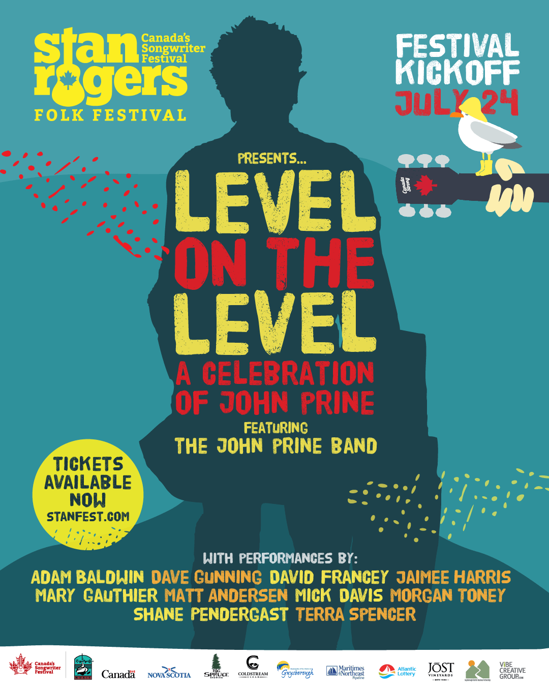 Stan Rogers Folk Festival announces Level on the Level – A Celebration of John Prine in Canso, Nova Scotia, July 24