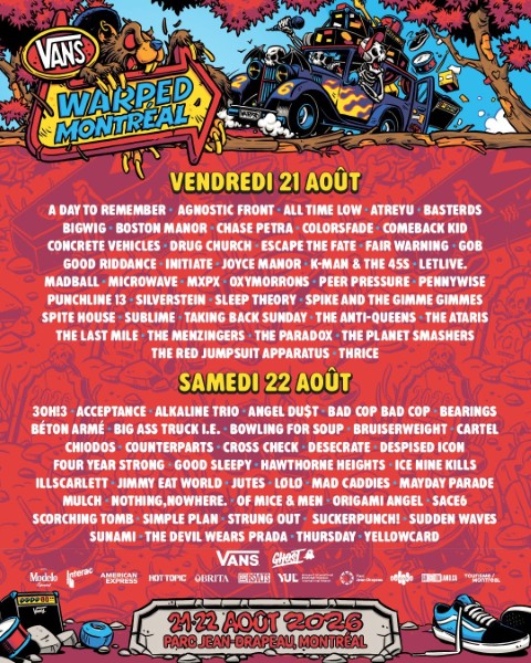 Vans Warped Tour Montréal 2026 Takes Over Parc Jean-Drapeau August 21–22